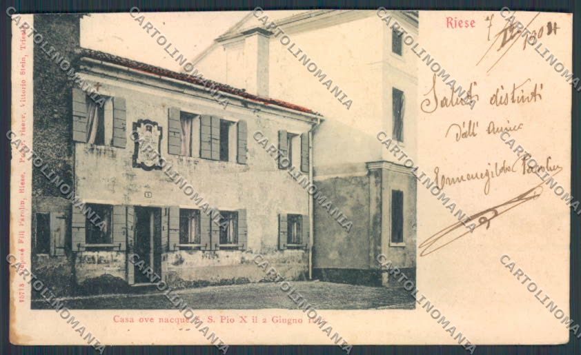 Treviso Riese Pio X RIFILATA cartolina BB9719 – fronte
