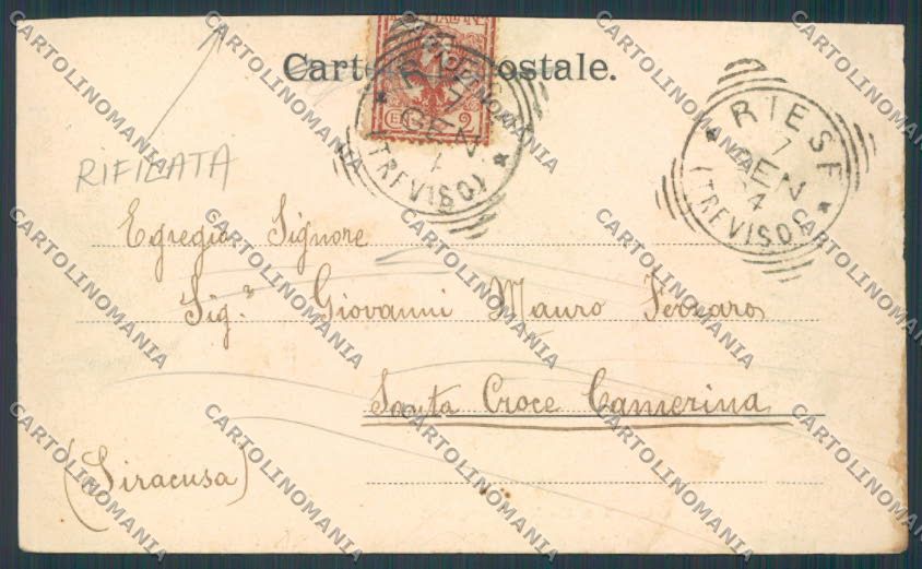 Treviso Riese Pio X RIFILATA cartolina BB9719 – retro