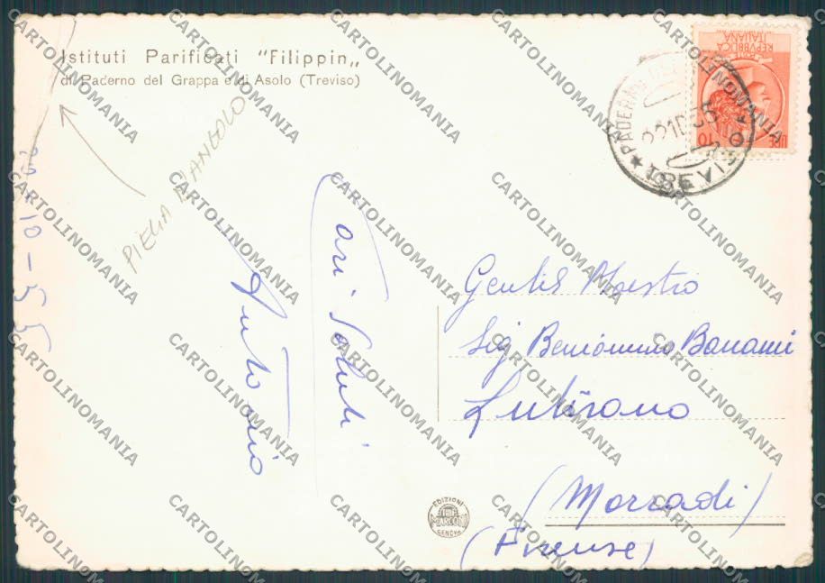 Treviso Paderno del Grappa Villaggio Studi Filippin PIEGHINE FG cartolina BB9733 – retro