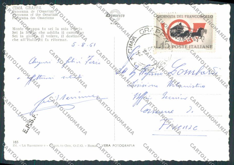 Treviso Cima Grappa Ossario foto FG cartolina BB9746 – retro