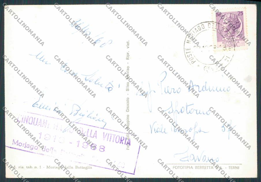 Treviso Moriago della Battaglia Piave foto FG cartolina BB9749 – retro