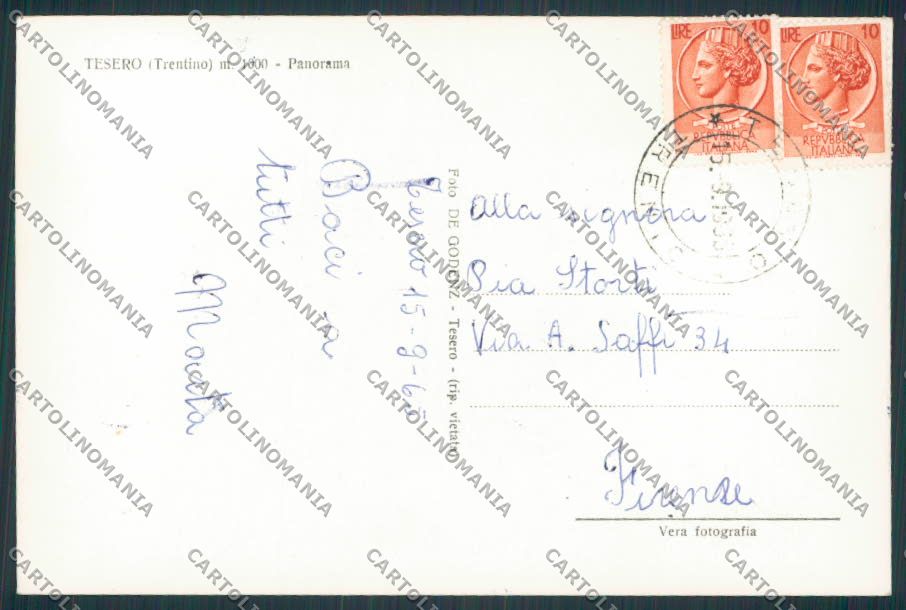 Trento Tesero RIFILATA foto FG cartolina BB9819 – retro