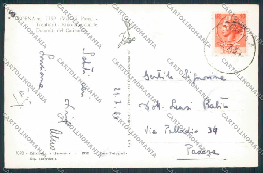Trento Moena Panorama foto cartolina BB9834 – retro