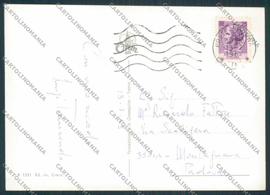 Trento Moena Saluti da foto FG cartolina BB9846 – retro