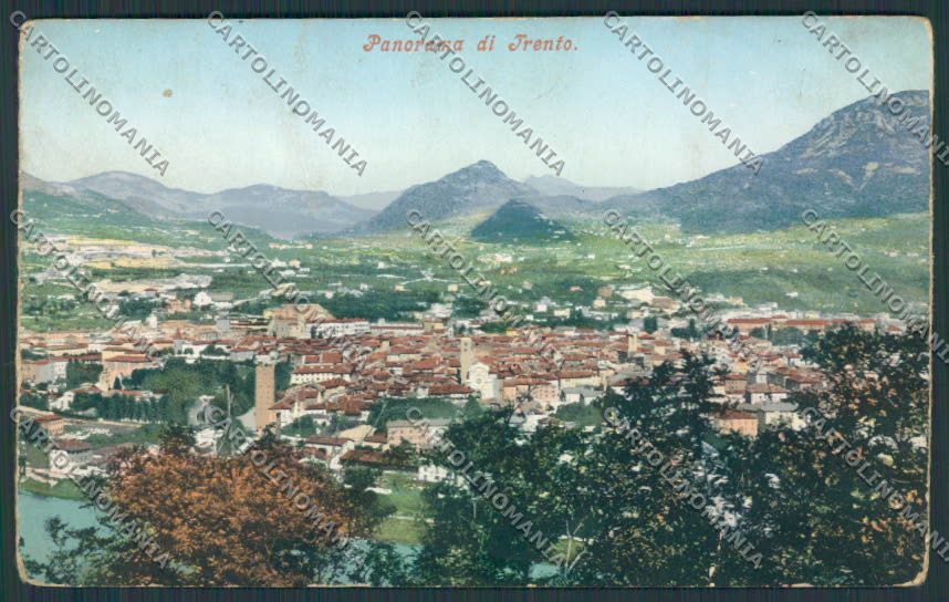 Trento Città Panorama PIEGHINE cartolina BB9864 – fronte