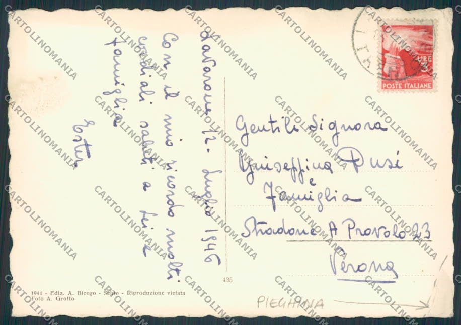 Trento Lavarone Lago PIEGA foto FG cartolina BB9878 – retro
