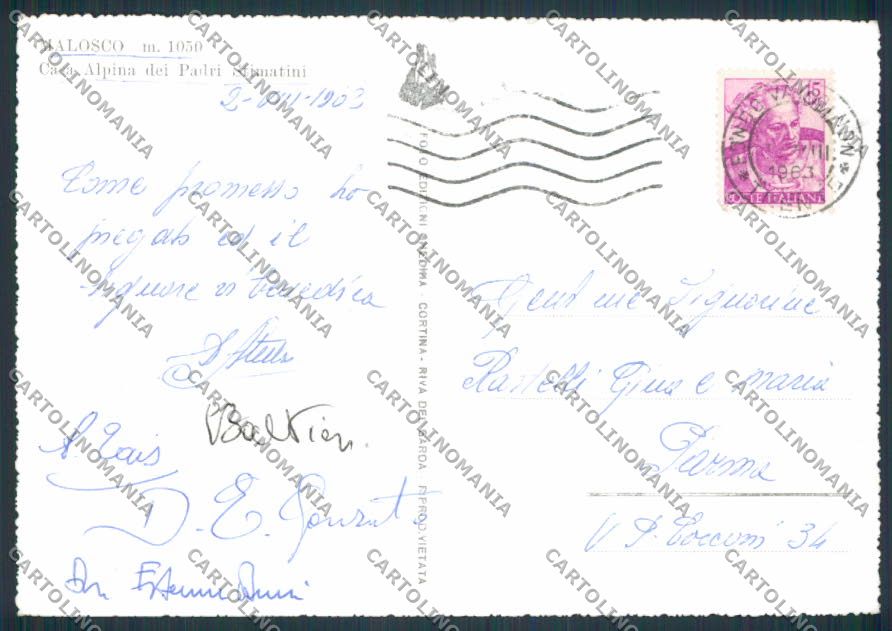 Trento Malosco Val di Non Casa Alpina Padri Stimatini foto FG cartolina BB9891 – retro