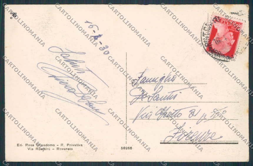 Trento Rovereto Castello Campana Caduti cartolina BB9893 – retro