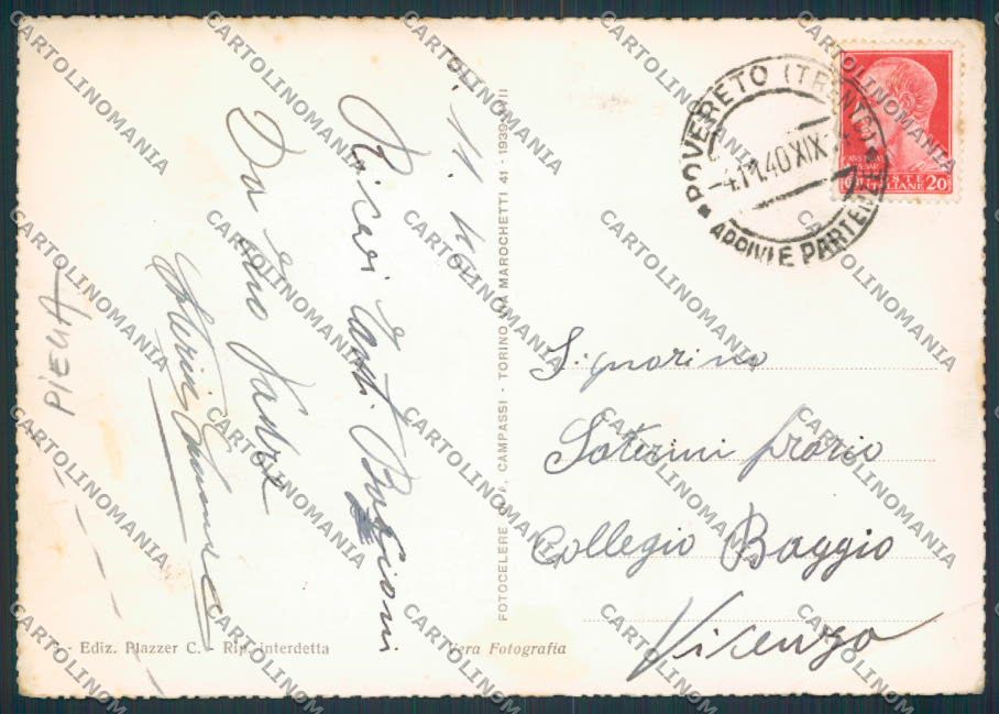 Trento Rovereto Piazzetta Vannetti PIEGHE foto FG cartolina BB9901 – retro