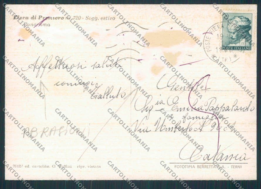 Trento Fiera di Primiero ABRASA FG cartolina BB9906 – retro