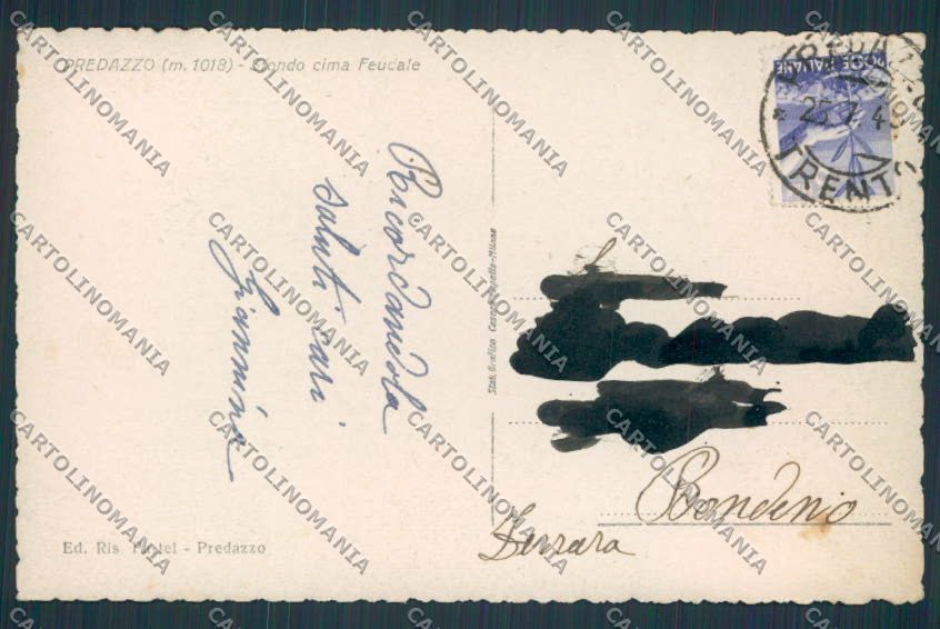 Trento Predazzo Panorama cartolina BB9929 – retro