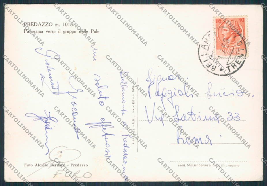 Trento Predazzo FG cartolina BB9935 – retro