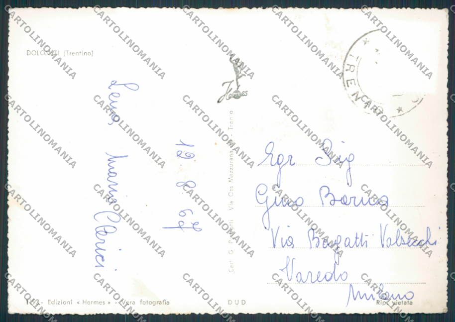 Trento Predazzo foto FG cartolina BB9936 – retro