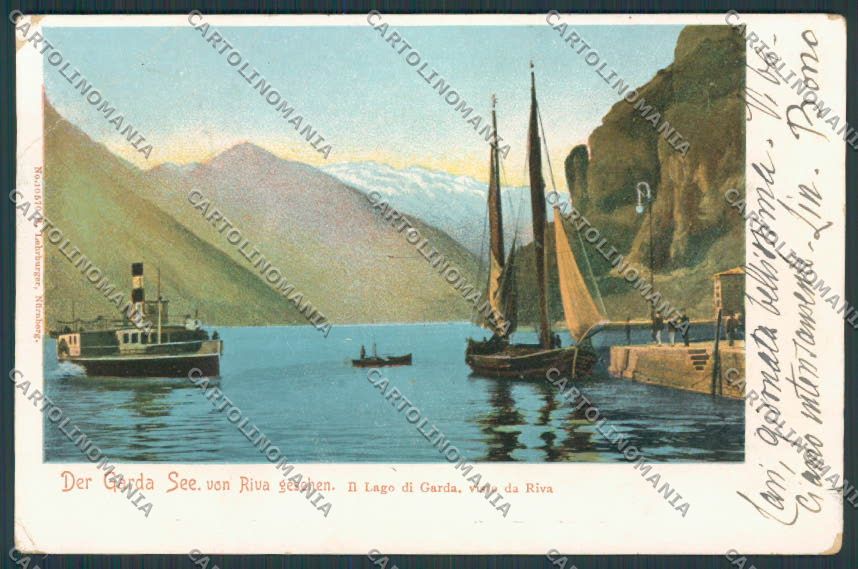 Trento Riva del Garda Battello PIEGHE cartolina BB9955 – fronte