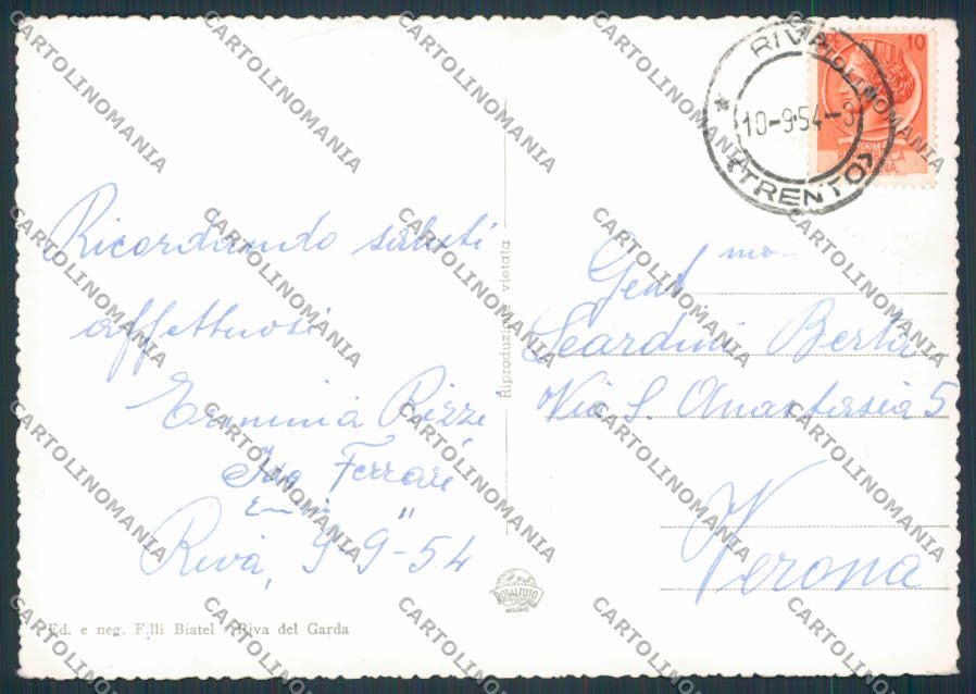 Trento Riva del Garda Gardesana Occidentale foto FG cartolina BB9961 – retro