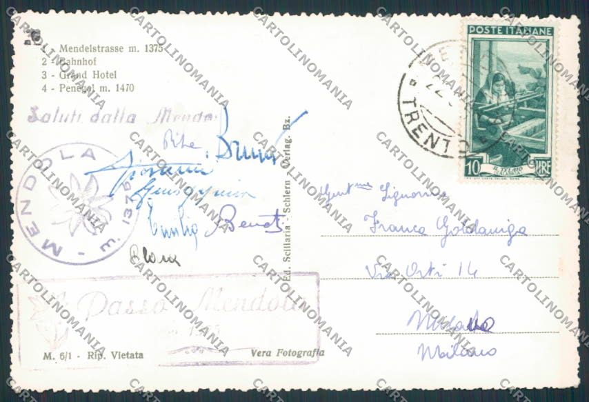 Bolzano Mendola Passo foto cartolina BB9997 – retro