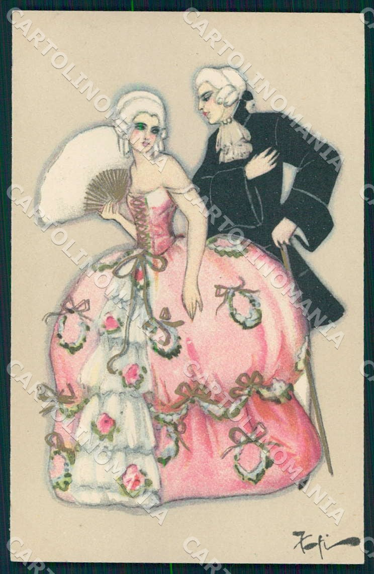 Artist Fofi Chiostri Art Deco Fashion Couple serie 164 postcard CT0042 – fronte