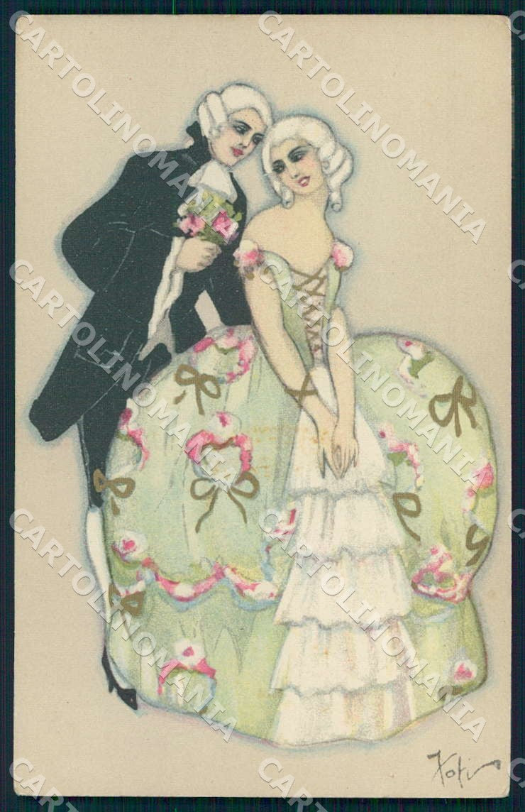 Artist Fofi Chiostri Art Deco Fashion Couple serie 164 postcard CT0043 – fronte