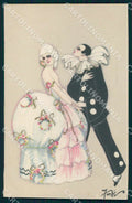 Artist Fofi Chiostri Art Deco Fashion Couple Pierrot serie 165 postcard CT0045 – fronte