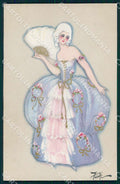 Artist Fofi Chiostri Art Deco Fashion Lady Fan 163 SOFT CREASE postcard CT0048 – fronte