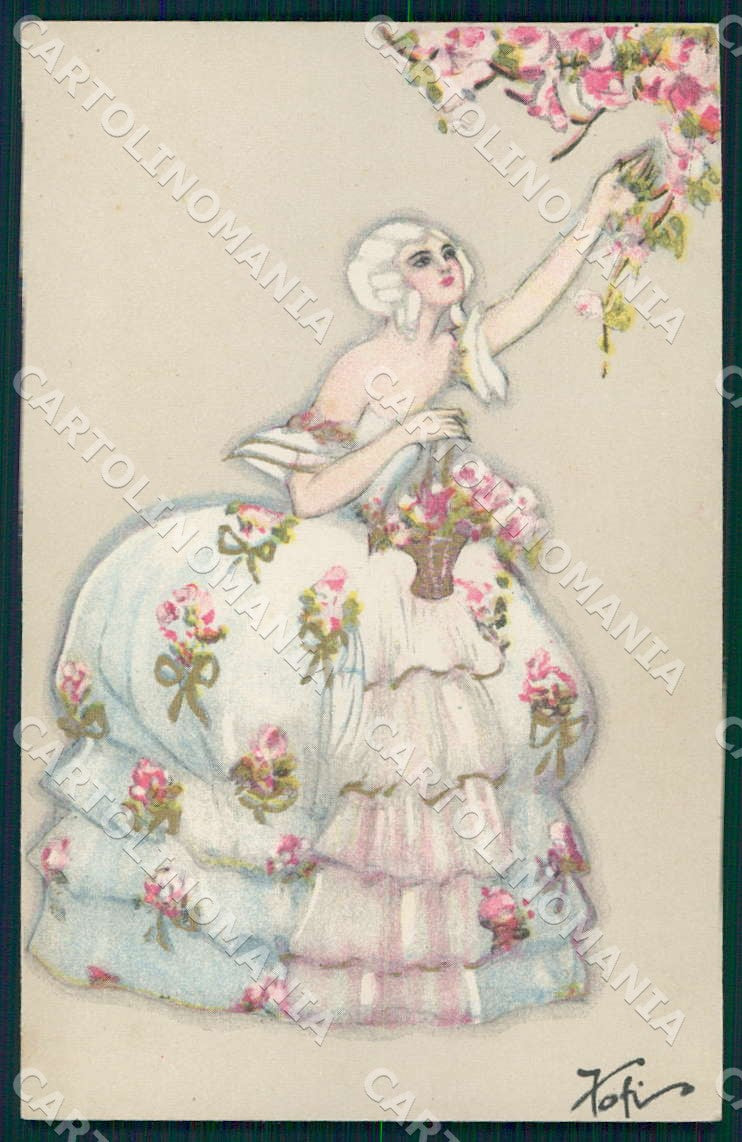 Artist Fofi Chiostri Art Deco Fashion Lady serie 163 postcard CT0051 – fronte