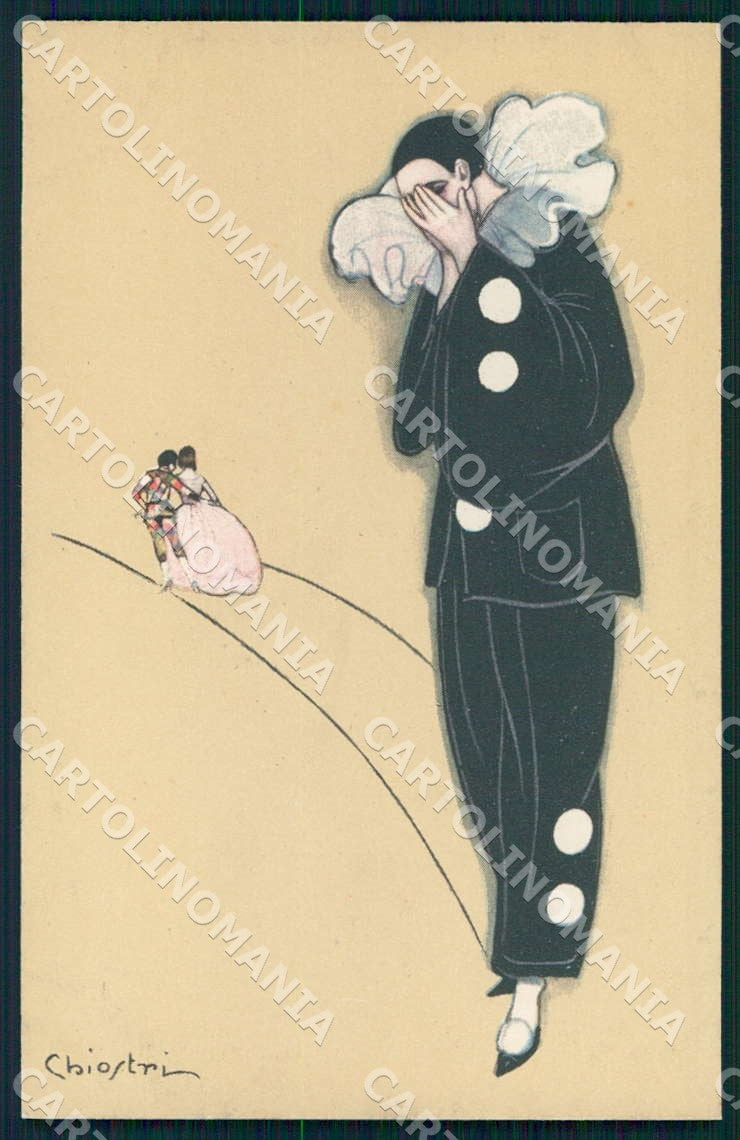 Artist Chiostri Art Deco Crying Pierrot serie 167 postcard CT0055 – fronte