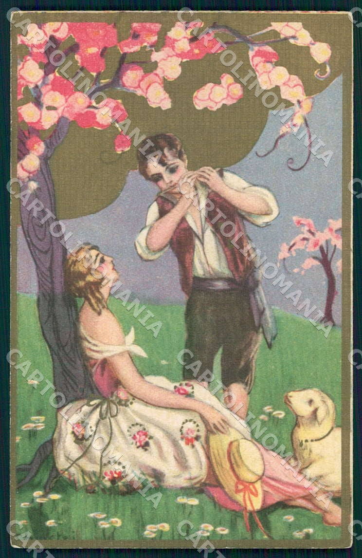 Artist Chiostri Art Nouveau Easter Shepherd Couple 183 postcard CT0057 – fronte