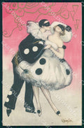 Artist Chiostri Art Deco Glamour Pierrot Columbine Carnival 197 postcard CT0064 – fronte