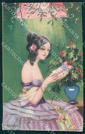 Artist Chiostri Fashion Art Deco Lady Christmas 187 postcard CT0066 – fronte