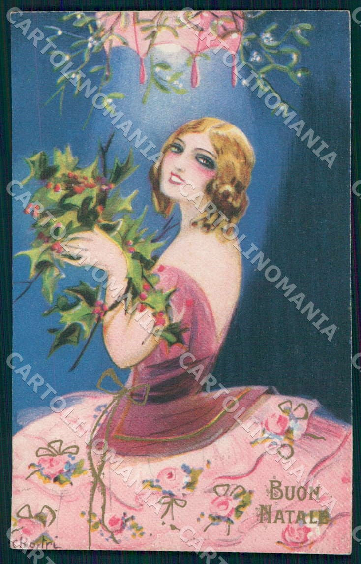 Artist Chiostri Art Deco Fashion Lady Christmas 187 postcard CT0067 – fronte