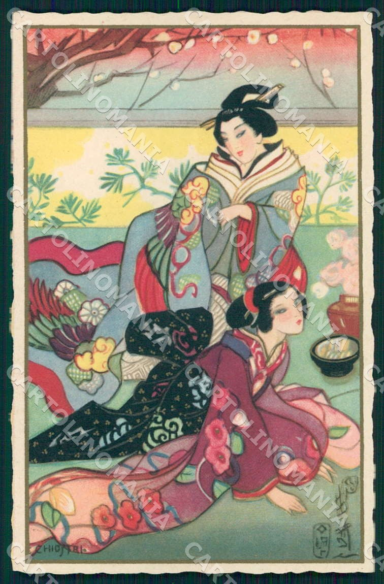 Artist Chiostri Art Deco Fashion Women Geisha Japanese Lady 125 postcard CT0085 – fronte