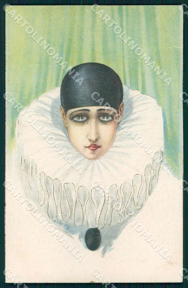 Artist Chiostri Art Deco Melancholic Pierrot 215 postcard CT0087 – fronte