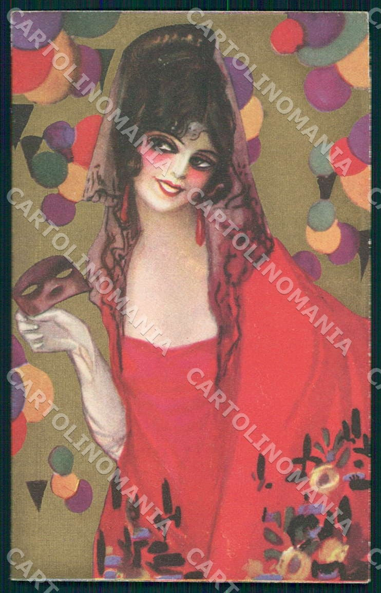 Artist Chiostri Art Deco Glamour Spanish Lady Carnival 189 postcard CT0099 – fronte