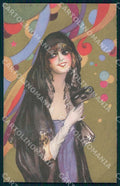 Artist Chiostri Art Deco Glamour Carnival Lady 189 postcard CT0100 – fronte