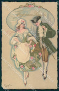 Artist Chiostri Art Deco Fashion Couple Easter 233 CORNER FAULT postcard CT0111 – fronte