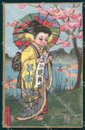Artist Chiostri Art Deco Parasol Japanese Geisha Girl 184 postcard CT0116 – fronte