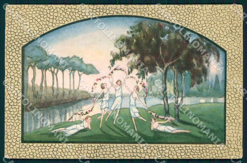 Artist Chiostri Art Deco Nymphs Women 291 postcard CT0117 – fronte