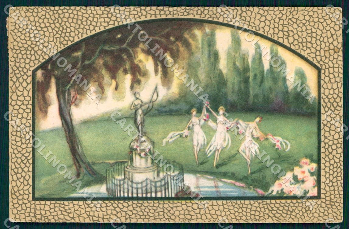 Artist Chiostri Art Deco Dancers Nymphs 291 postcard CT0118 – fronte