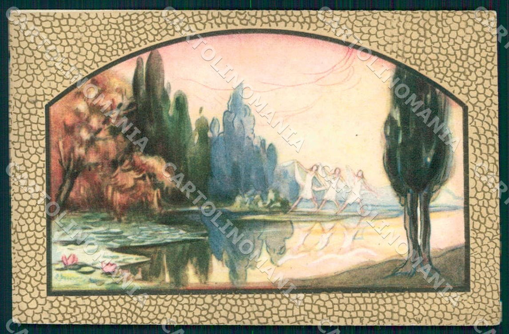 Artist Chiostri Art Deco Women Nymphs 291 postcard CT0119 – fronte