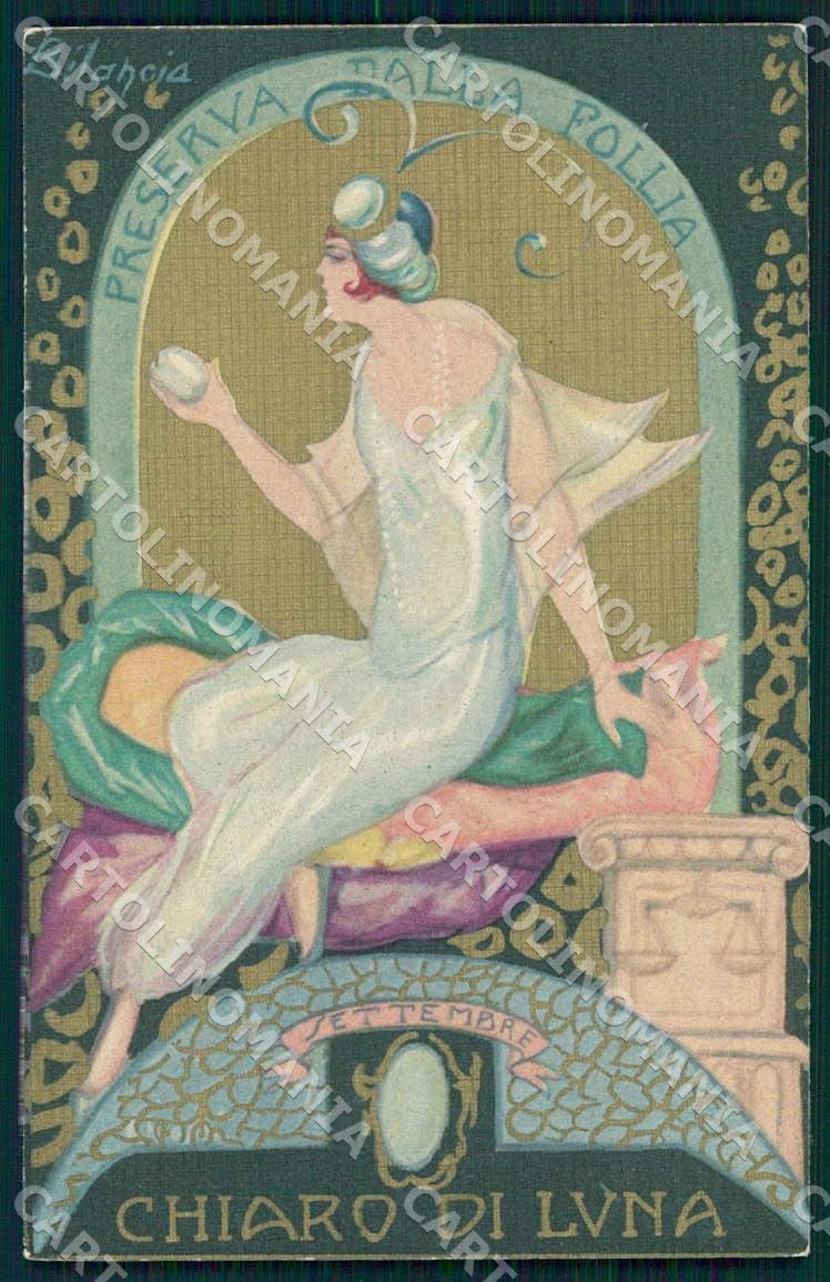 Artist Chiostri Art Deco Zodiac Gemstone Fashion Lady 260 postcard CT0126 – fronte