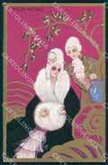 Artist Chiostri Art Deco Fashion Couple Christmas 452 postcard CT0138 – fronte