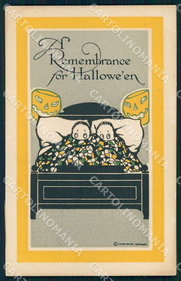 Artist Halloween Gibson Art Remembrance Children in Bed Scared postcard CT0142 – fronte