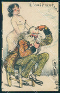 Artist Gala Henri Monnier L'Inspiration Mirande Risque Nude Lady postcard CT0143 – fronte
