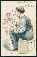 Artist Gala Henri Monnier Abel Faivre Belon Painter Lady postcard CT0144 – fronte