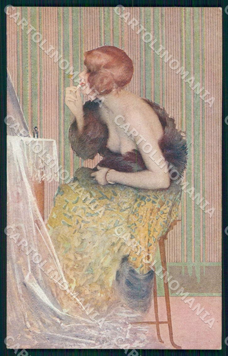Artist Raphael Kirchner Risque Fashion Make Up Lady serie 87 postcard CT0148 – fronte
