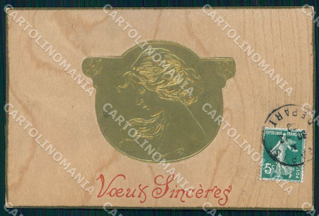 Artist Raphael Kirchner Tuck Serie 414B Art Nouveau Lady Wood postcard CT0150 – fronte