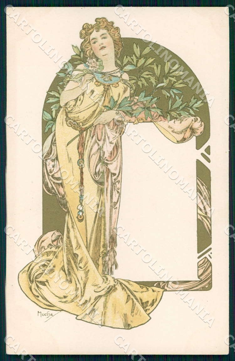 Artist Alphonse Mucha Lady Art Nouveau postcard CT0157 – fronte