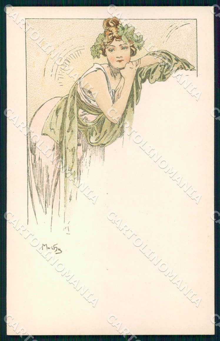 Artist Alphonse Mucha Lady Art Nouveau postcard CT0158 – fronte