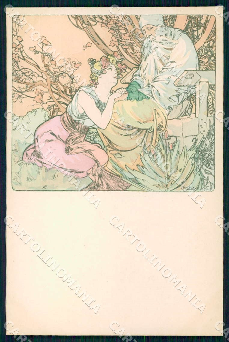 Artist Alphonse Mucha Lady Art Nouveau postcard CT0160 – fronte