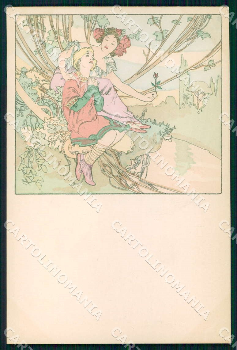 Artist Alphonse Mucha Lady Art Nouveau postcard CT0161 – fronte